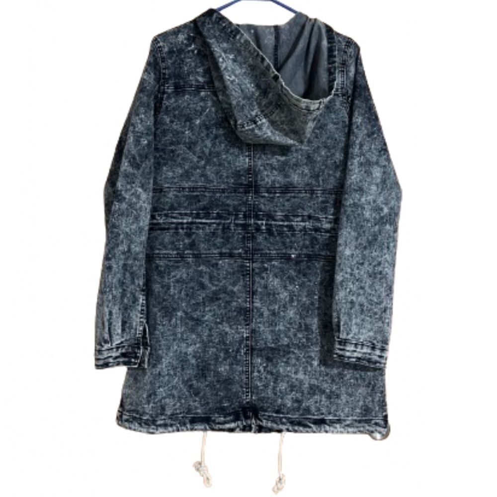Rare Special A Women’s Blue Denim Hooded Dress Jacket w/ Toggles at Front Sz-M - Picture 6 of 6